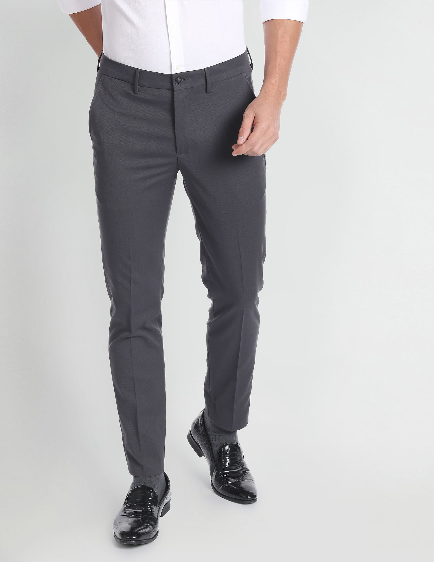 Buy Plaid&Plain Men's Slim Fit Dress Pants Tapered Skinny Dress Pants  7603Black(New) 30X28 at Amazon.in