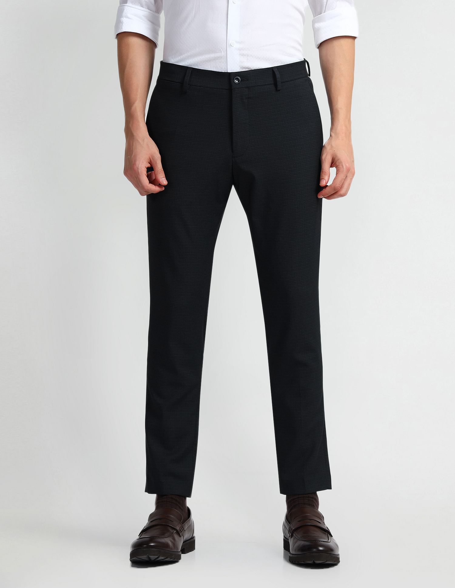 Arrow Newyork Carson Tapered Fit Self Design Trousers