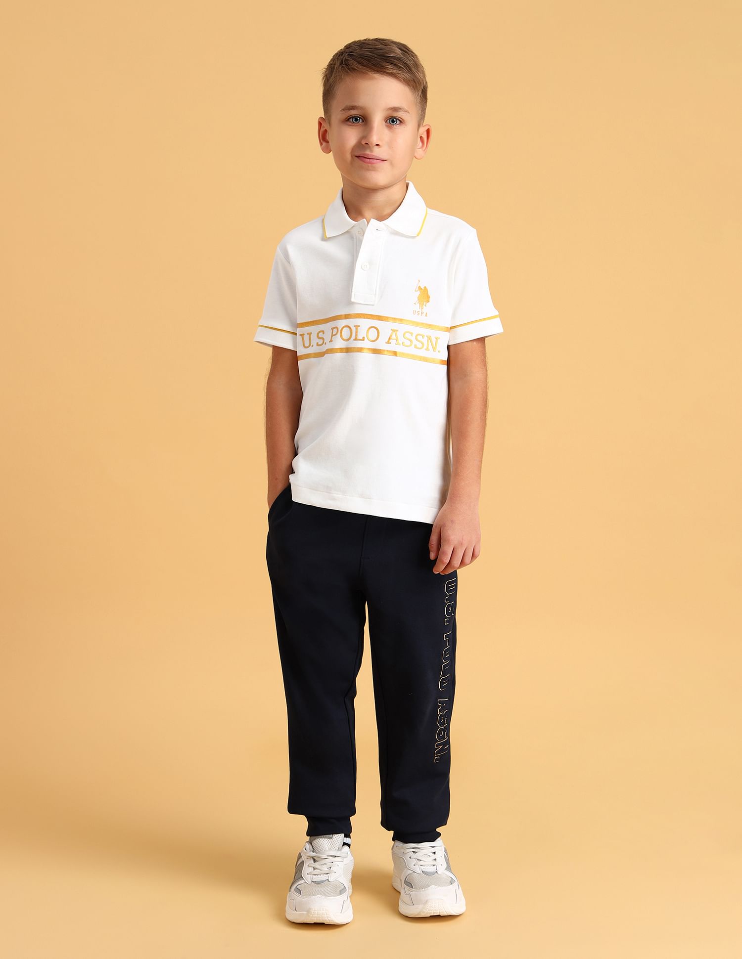 U.S. Polo Assn. Kids Boys Brand Printed Cotton Polo Shirt