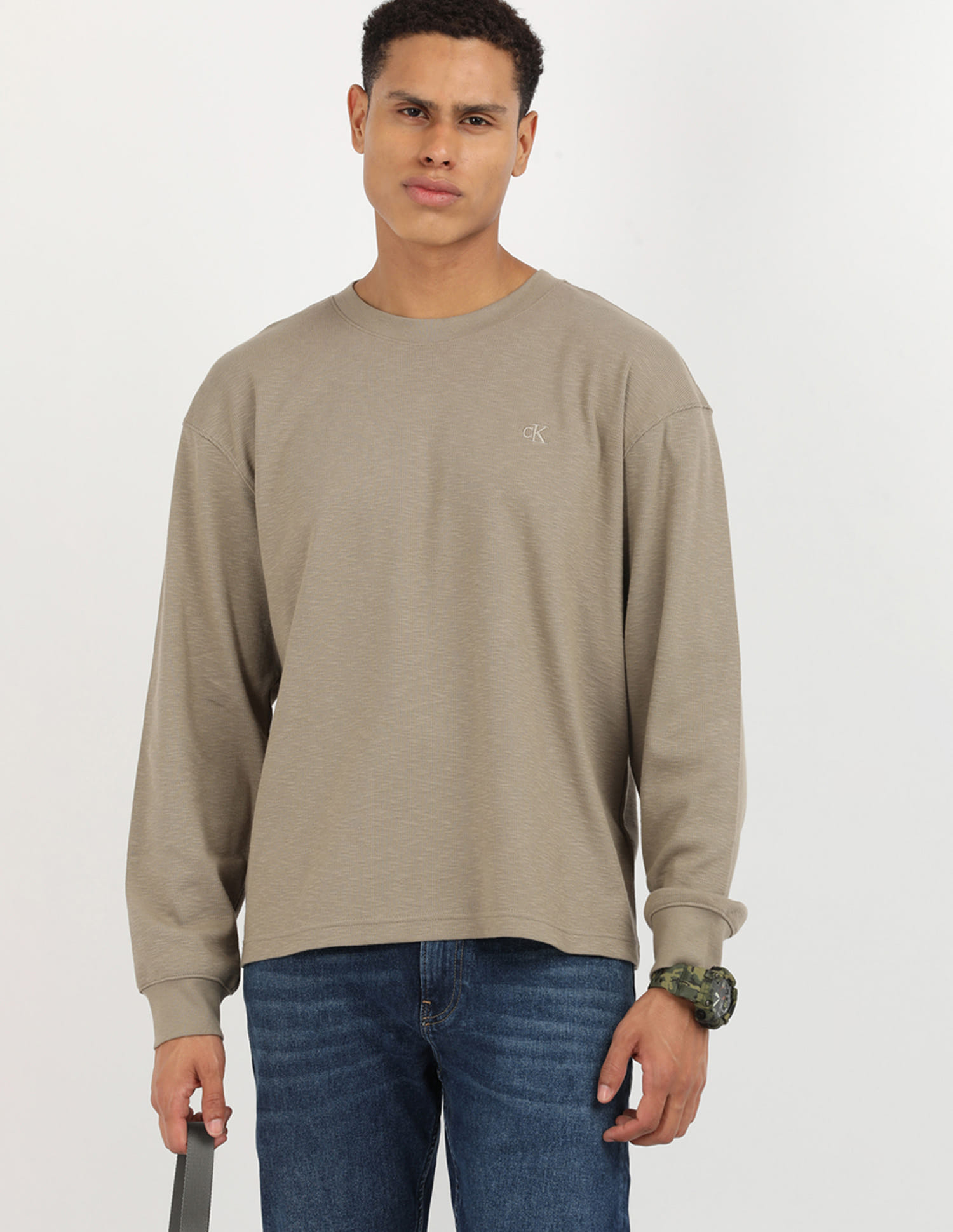 Buy Calvin Klein Jeans Slub Rib Long Sleeve T-Shirt