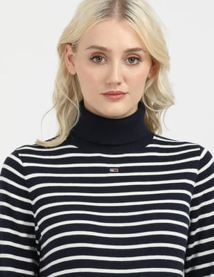 Buy Tommy Hilfiger Essential Turtle Neck Horizontal Striped