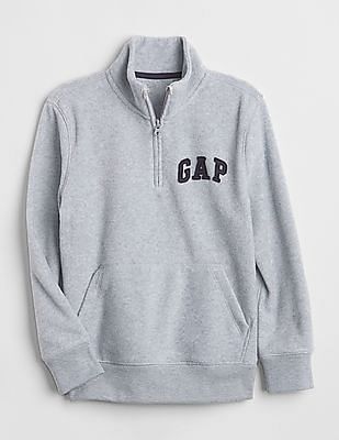 Buy GAP Boys Boys Grey Logo Quarter Zip Sweatshirt NNNOW