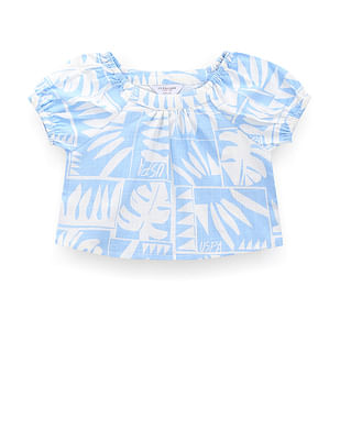 U S Polo Assn Kids Girls Tropical Print Top