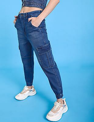 Faded blue cargo loose jean | Rehab | Women's Bootcut Jeans Online | Simons