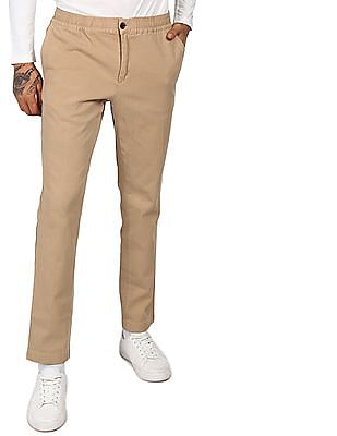 Tommy Hilfiger Men Khaki Denton Regular Fit Solid Casual Trousers