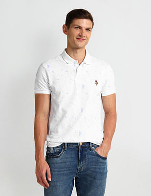 U S Polo Assn Denim Co Muscle Fit Abstract Polo Shirt