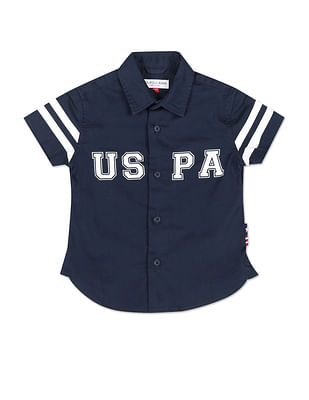 U S Polo Assn Kids Boys Iconic Brand Print Shirt