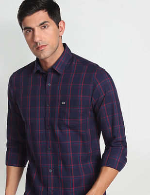 Arrow Sports Tartan Check Herringbone Casual Shirt