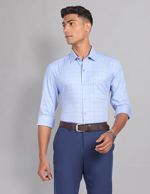 Ad By Arvind Glen Check Slim Formal Shirt