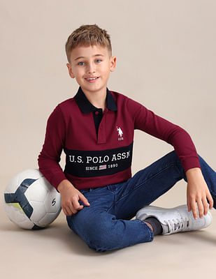 U S Polo Assn Kids Boys Brand Print Polo Shirt