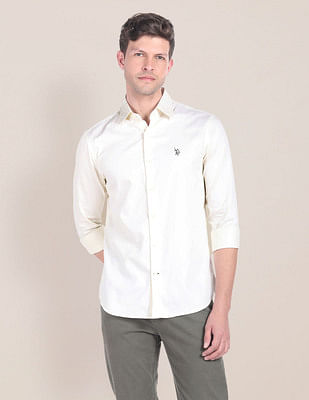 U S Polo Assn Cutaway Collar Self Design Shirt