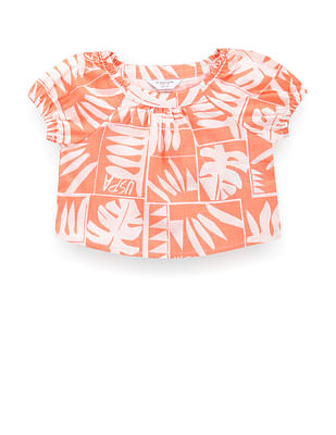 U S Polo Assn Kids Girls Tropical Print Top