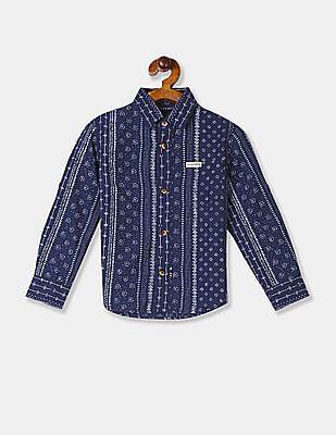 U S Polo Assn Kids Boys All Over Print Cotton Shirt