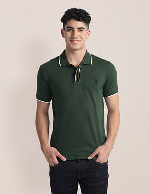 U S Polo Assn Striped Placket Slim Fit Polo Shirt