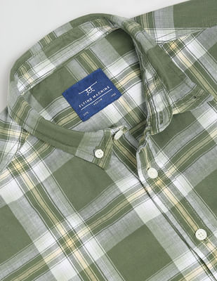 Buy Flying Machine Tartan Check Button-Down Collar Shirt