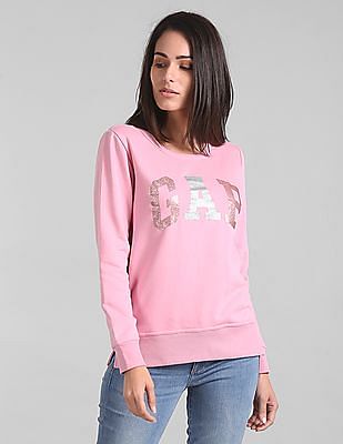 womens pink crew neck sweatshirt