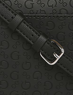 GUCCI GG Embossed Signature Crossbody Messenger Bag Black Leather 406410  Auth