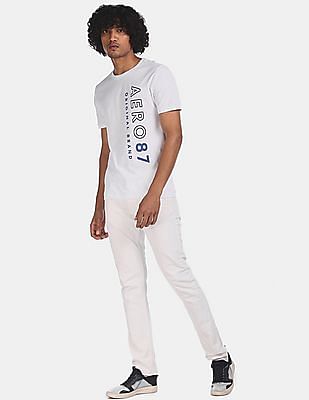 Buy Aeropostale Men Off White Brand Print Cotton T-Shirt - NNNOW.com