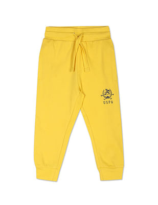 U S Polo Assn Kids Contrast Logo Solid Cotton Joggers