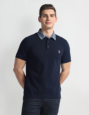 U S Polo Assn Denim Co Denim Collar Solid Polo Shirt