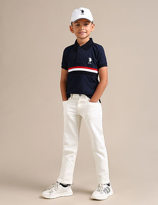 U S Polo Assn Kids Boys Horizontal Striped Regular Polo Shirt