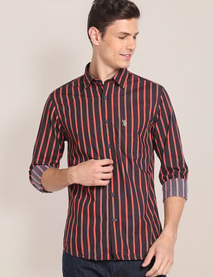 U S Polo Assn Pure Cotton Striped Casual Shirt