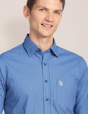 U S Polo Assn Spread Collar Printed Casual Shirt