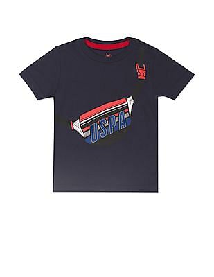 U S Polo Assn Kids Boys Navy Blue Crew Neck Graphic Print T Shirt