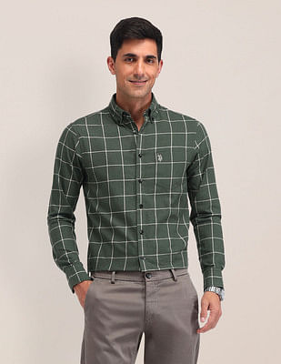 U S Polo Assn Windowpane Checked Tailored Fit Shirt