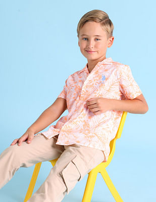 U S Polo Assn Kids Boys Tropical Print Shirt