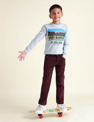 U S Polo Assn Kids Boys Corduroy Slim Fit Trousers