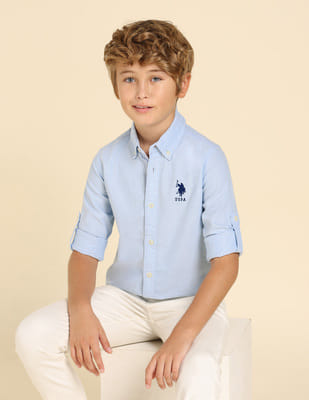 Buy U.S. Polo Assn. Kids Boys Button Down Solid Shirt - NNNOW.com