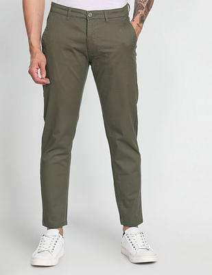 Buy Farah Men Olive Solid Regular-Fit Chinos Online - 789516 | The  Collective