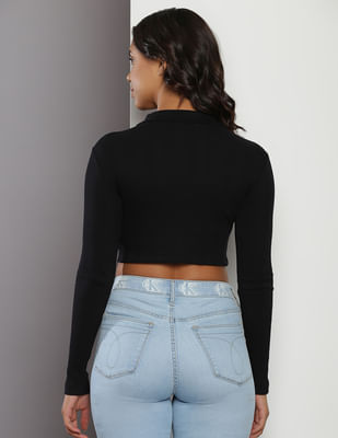 [ JEANS] Crop Badge Polo Shirt ★人気★ Buy Calvin Klein Logo Badge Long Sleeve Polo Shirt - NNNOW.com