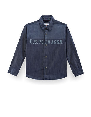 U S Polo Assn Kids Boys Chambray Cotton Shirt