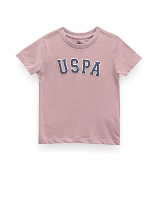 U S Polo Assn Kids Boys Typographic Print Cotton T-Shirt