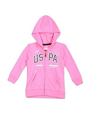 U S Polo Assn Kids Long Sleeve Brand Print Hooded Sweatshirt