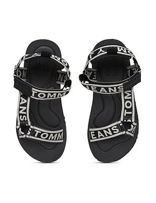 Tommy hilfiger black mesh web sporty clearance sandals