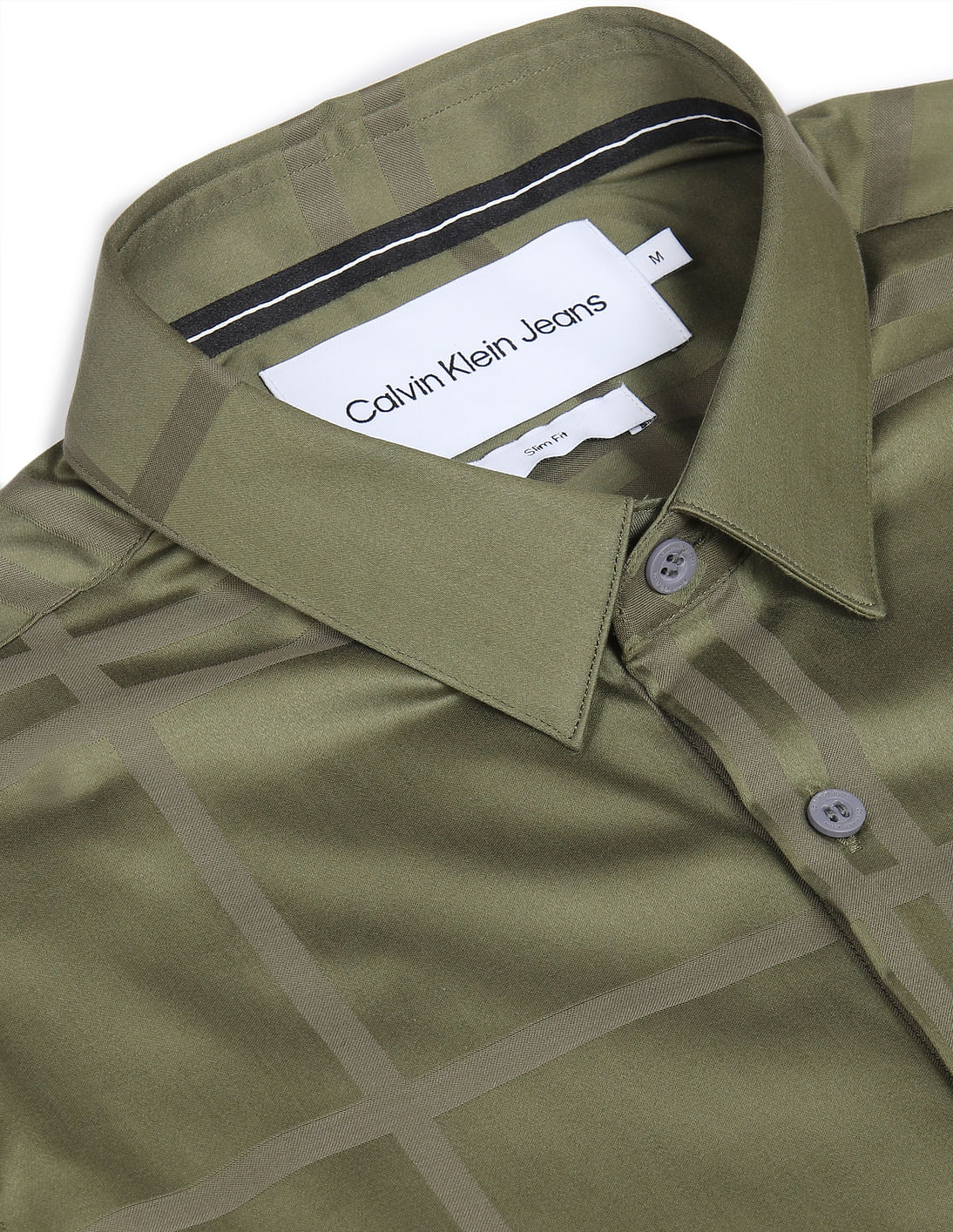 Buy Calvin Klein Jeans Men Olive Slim Fit Check Formal Shirt - NNNOW.com