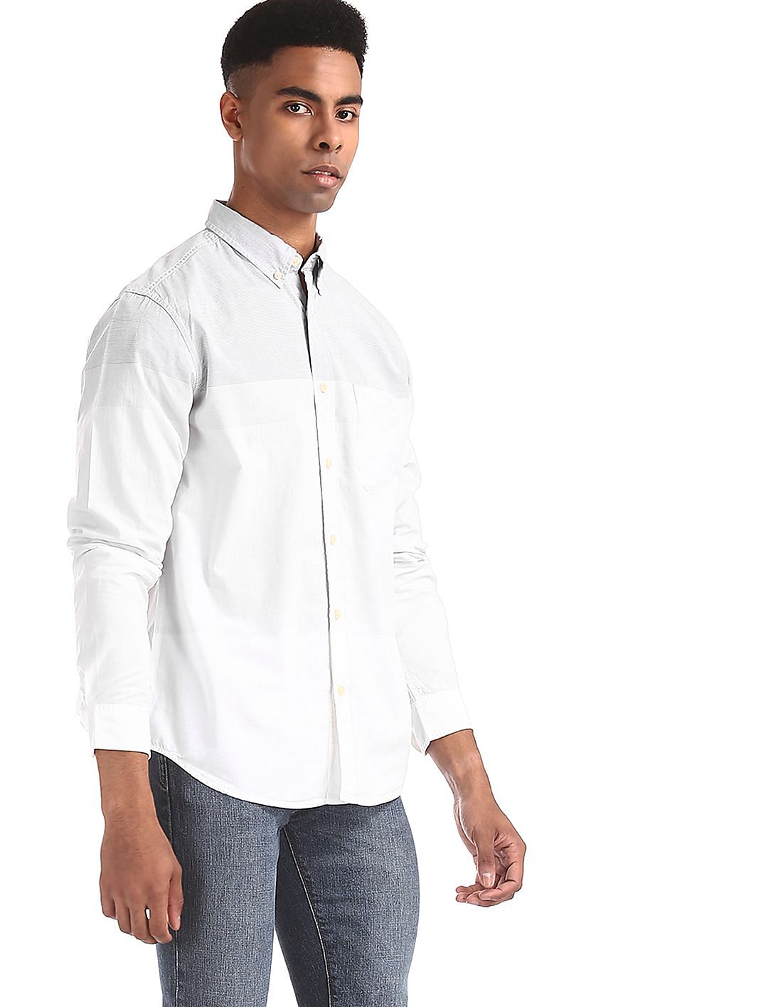 Buy Aeropostale Grey and White Patch Pocket Striped Shirt - NNNOW.com