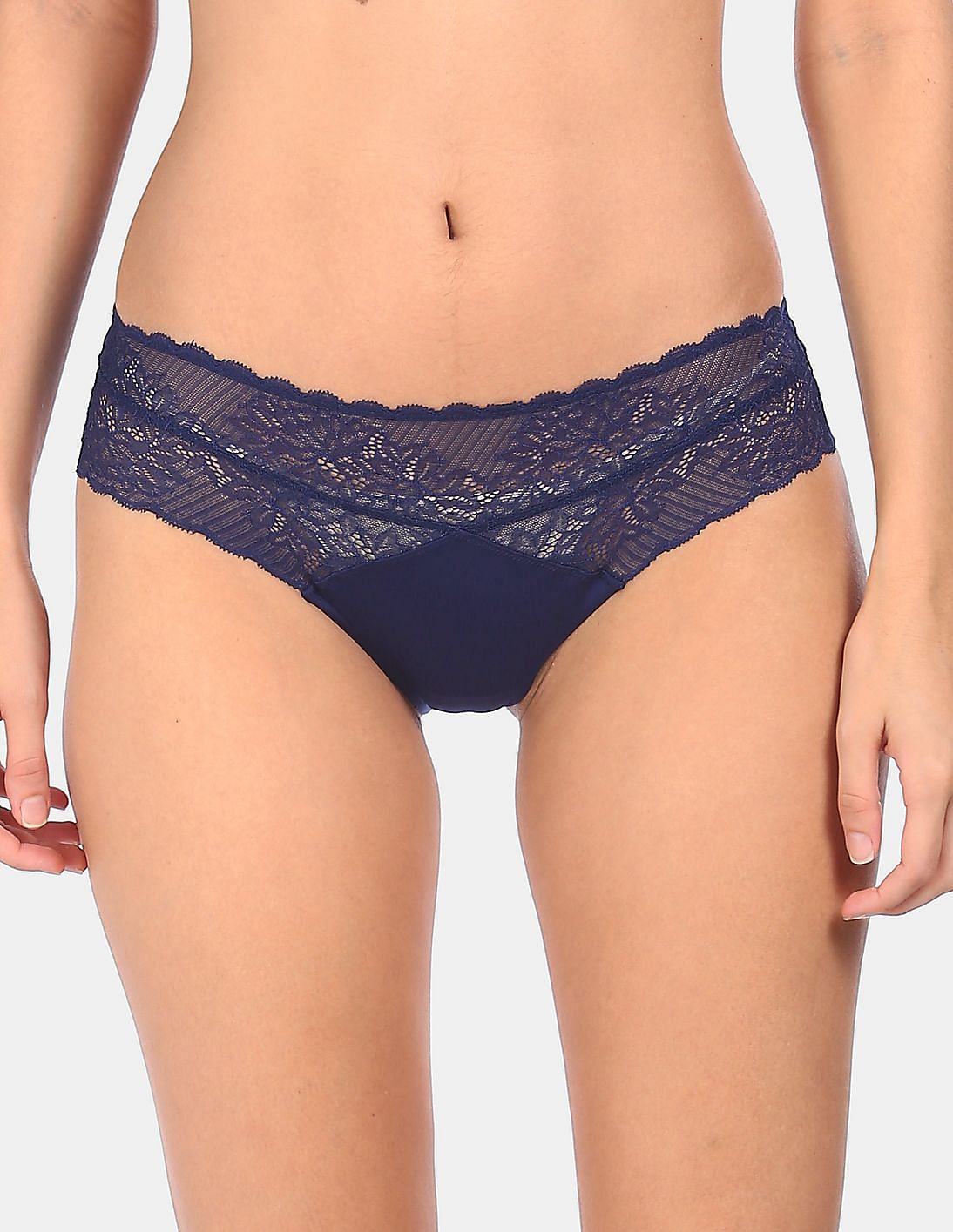 Buy Navy Floral Lace Full Knickers 20, Knickers