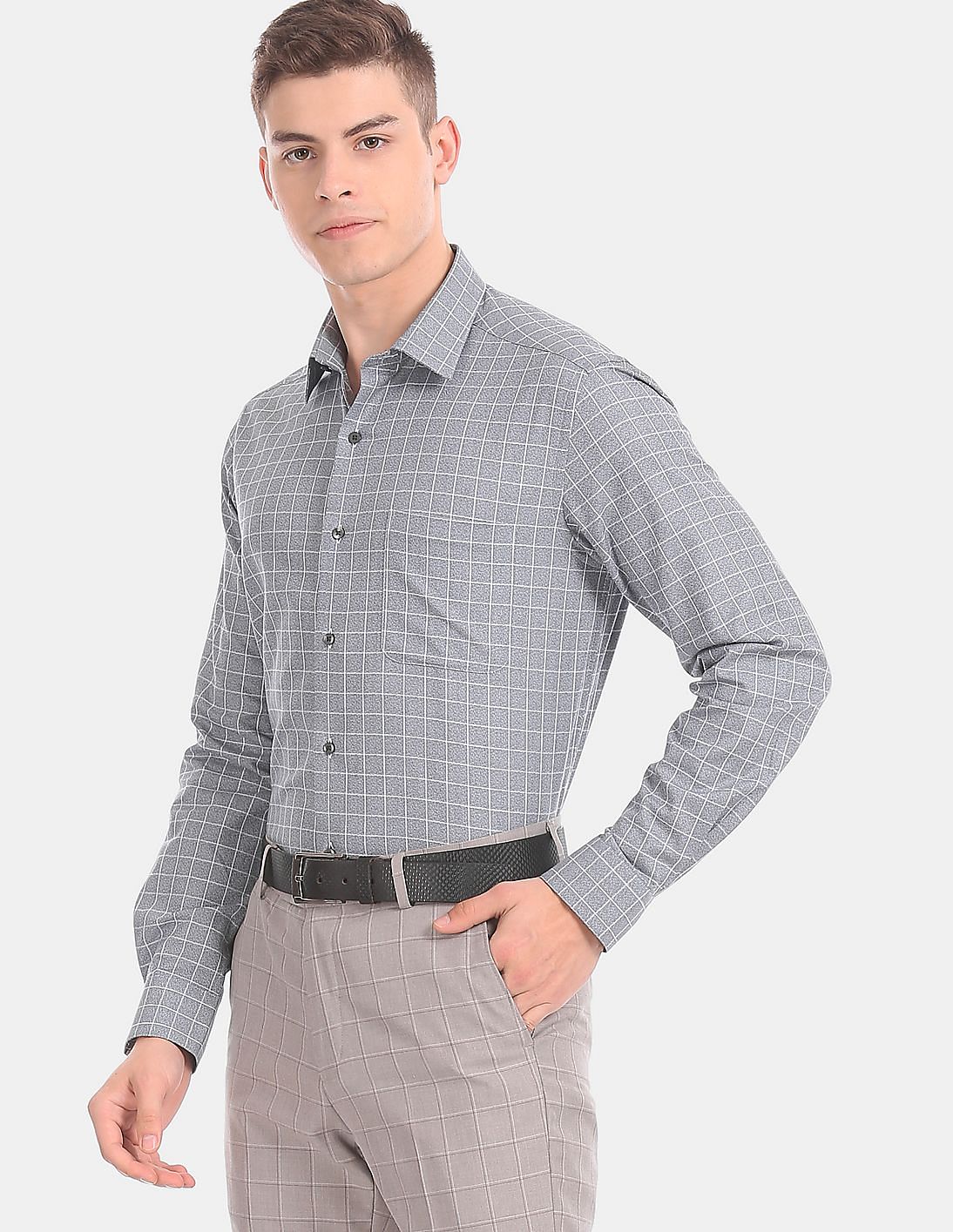 Buy Arrow Slim Fit Rounded Cuff Check Formal Shirt - NNNOW.com