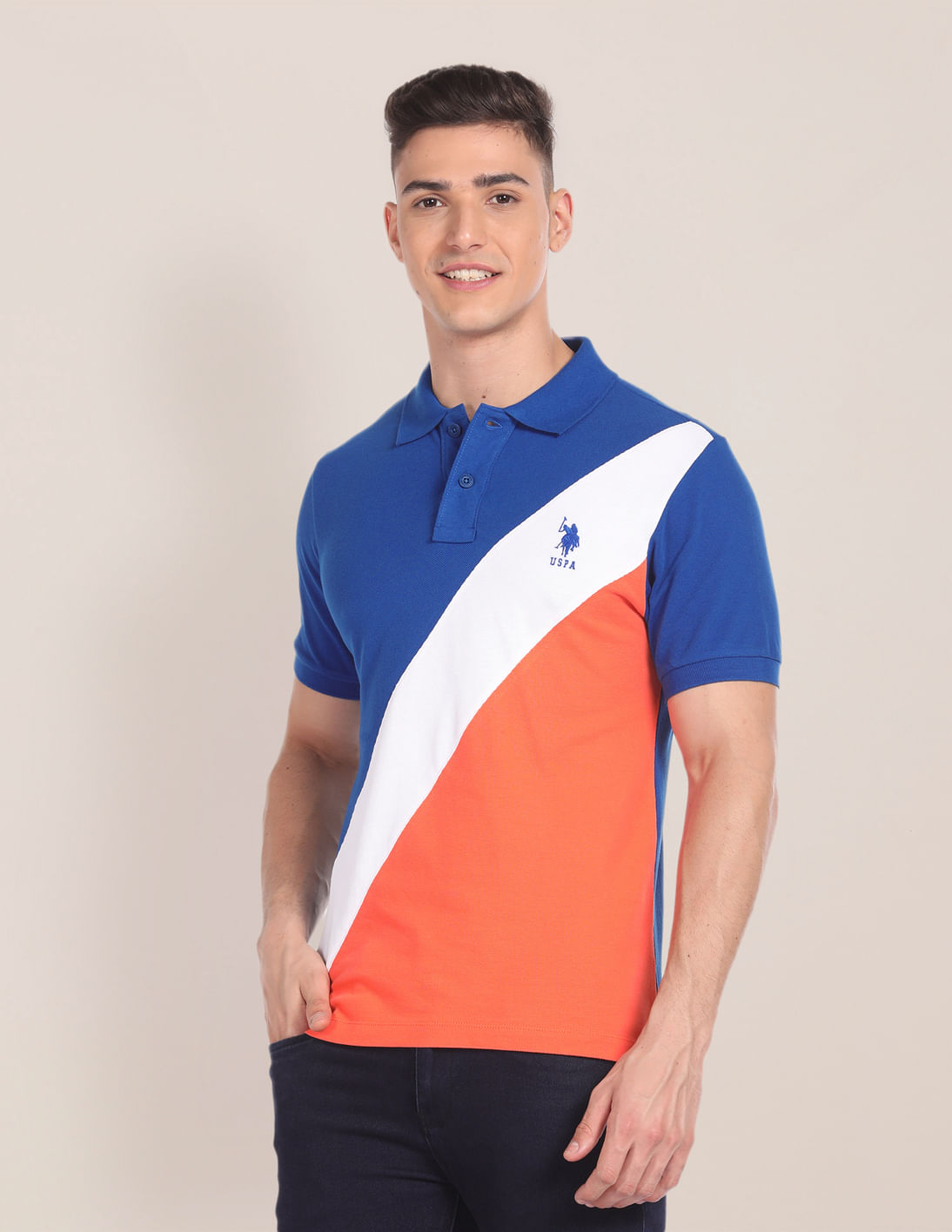 Buy U.S. Polo Assn. Colour Blocked Cotton Polo Shirt - NNNOW.com