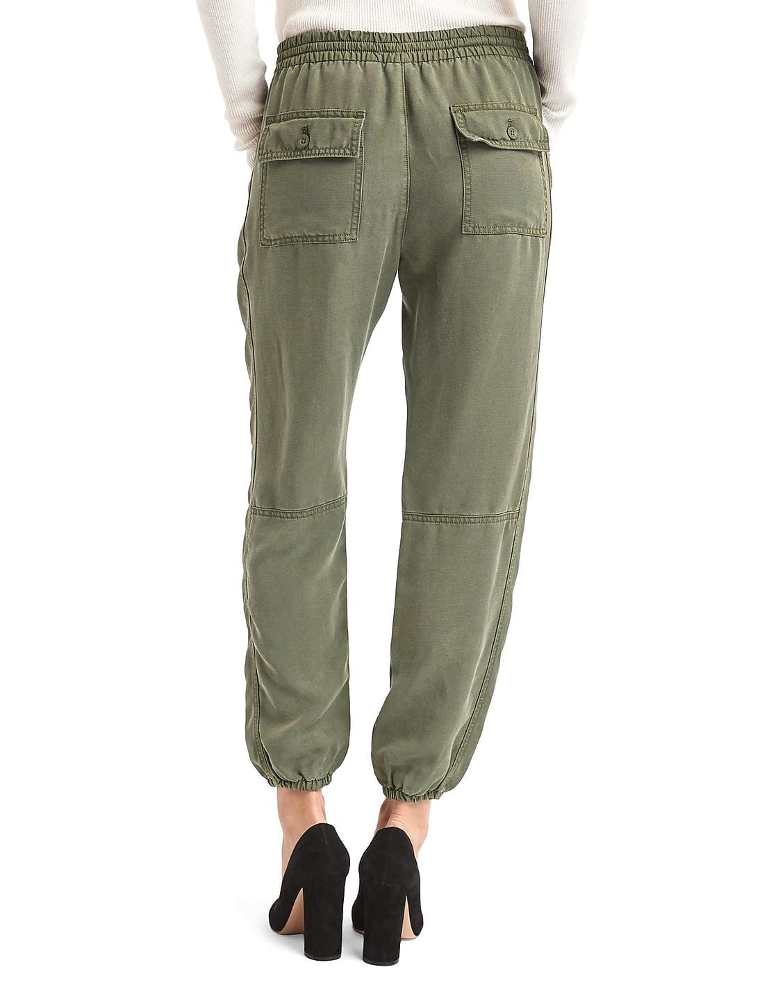Buy GAP Women Women Green Solid Side-Panel Joggers