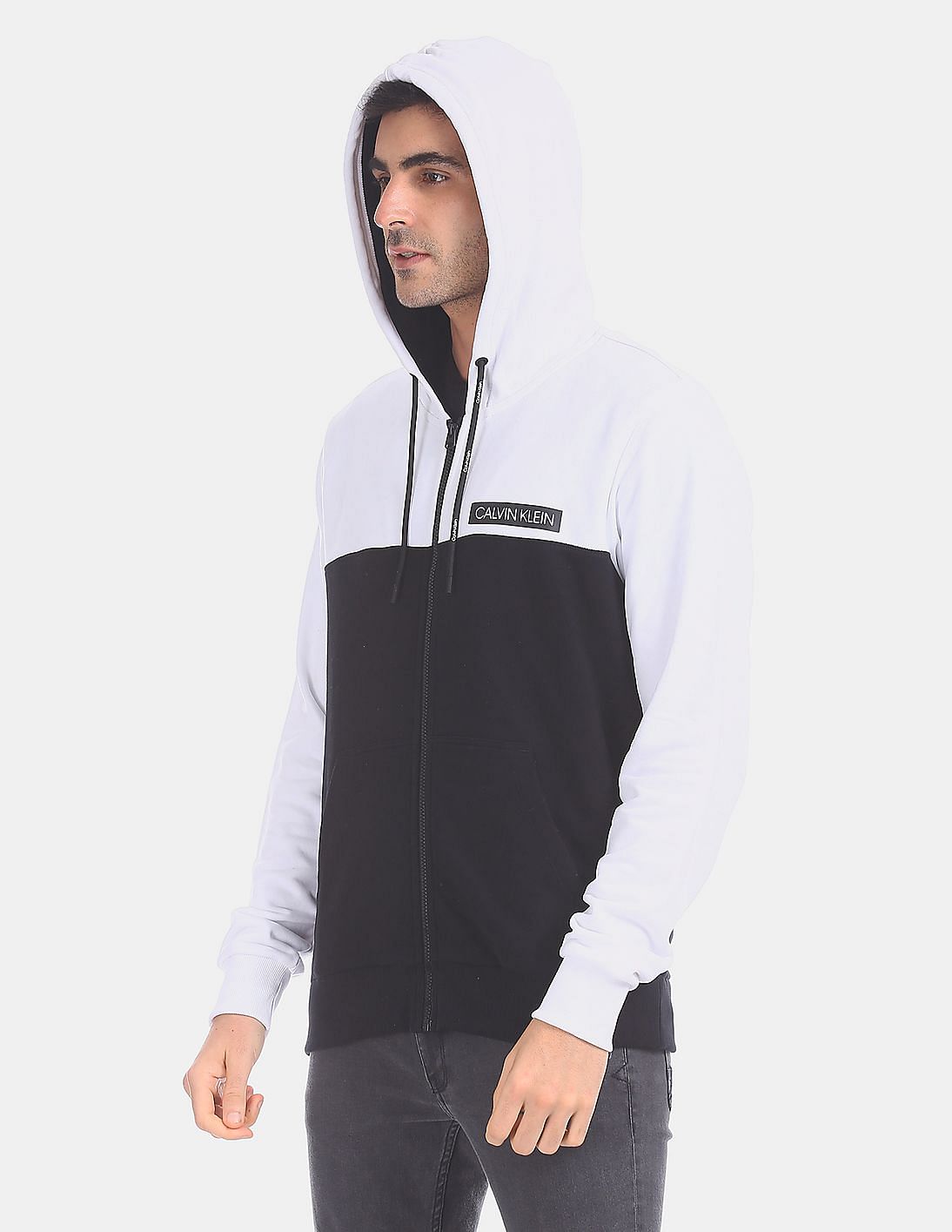 Buy Calvin Klein Men Black And White Zip Up Colour Block