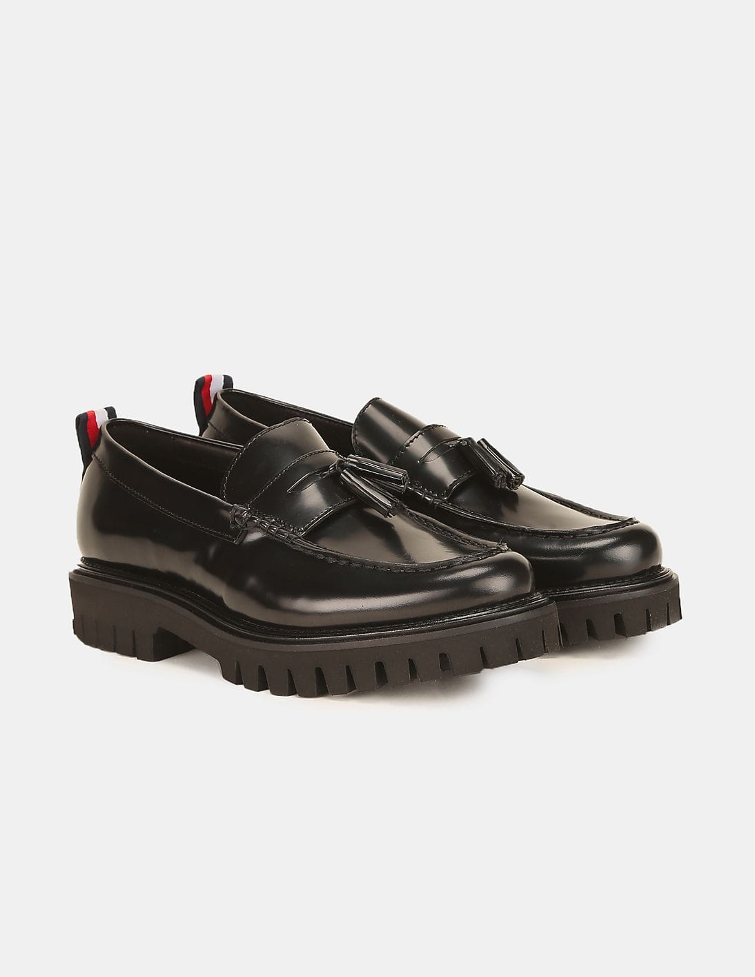 Buy Tommy Hilfiger Men Black Chunky Dress Leather Loafers 