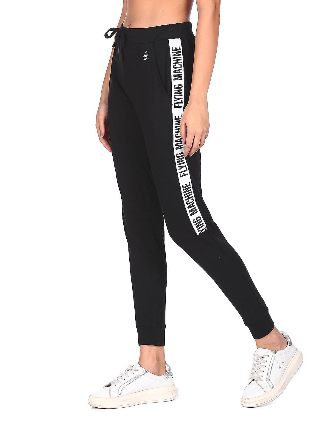 Buy Flying Machine Drawstring Waist Brand Print Track Pants 