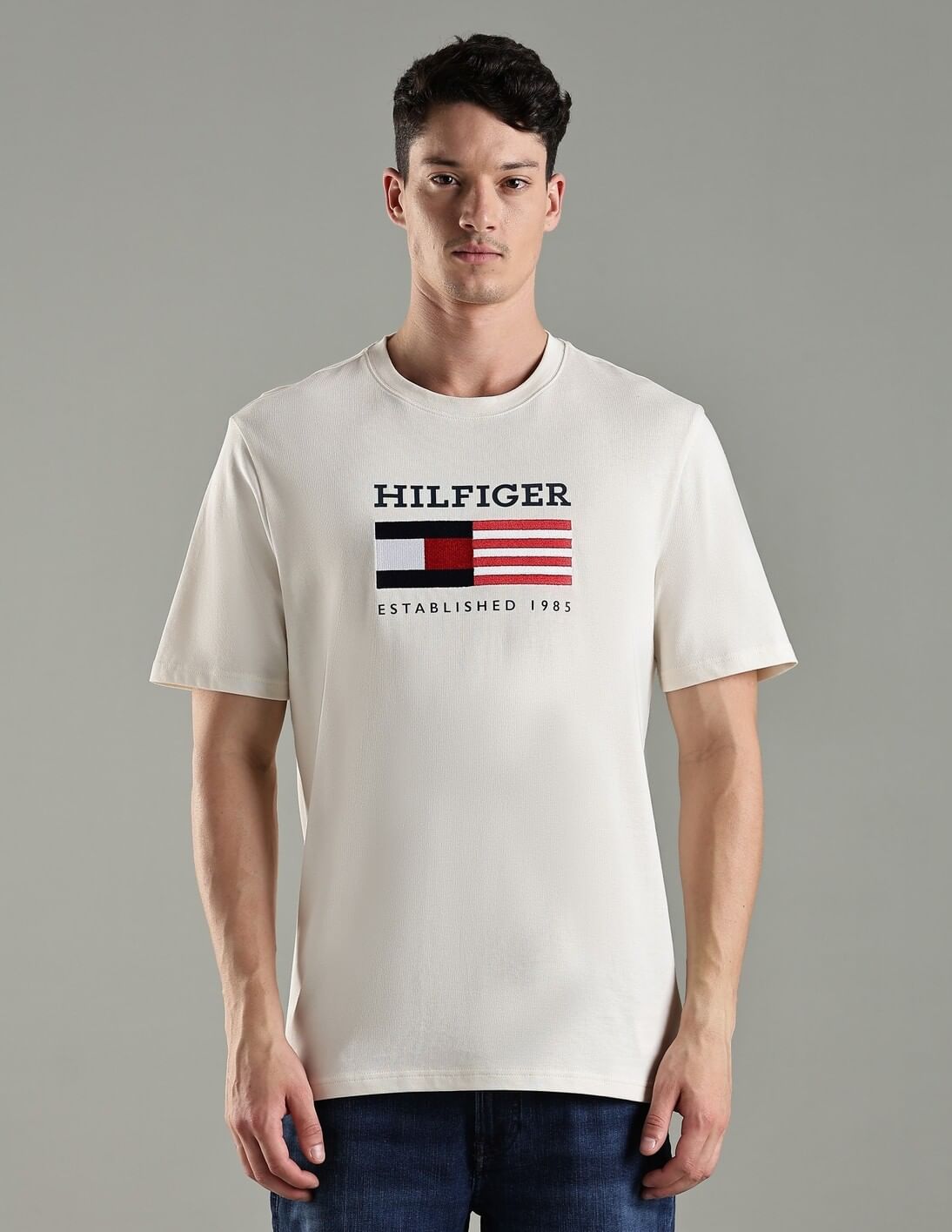 Buy Tommy Hilfiger Logo Regular Fit Cotton T-Shirt - NNNOW.com