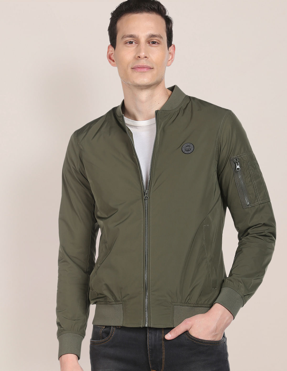 Buy U.S. Polo Assn. Solid Stand Collar Bomber Jacket - NNNOW.com