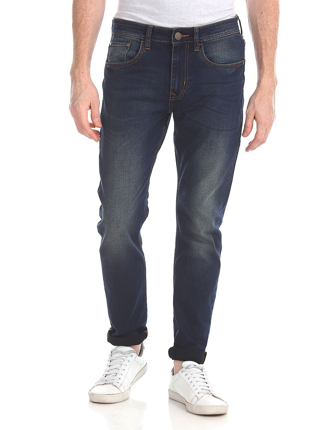 Buy Arvind Men Slim Fit Stone Wash Jeans - NNNOW.com